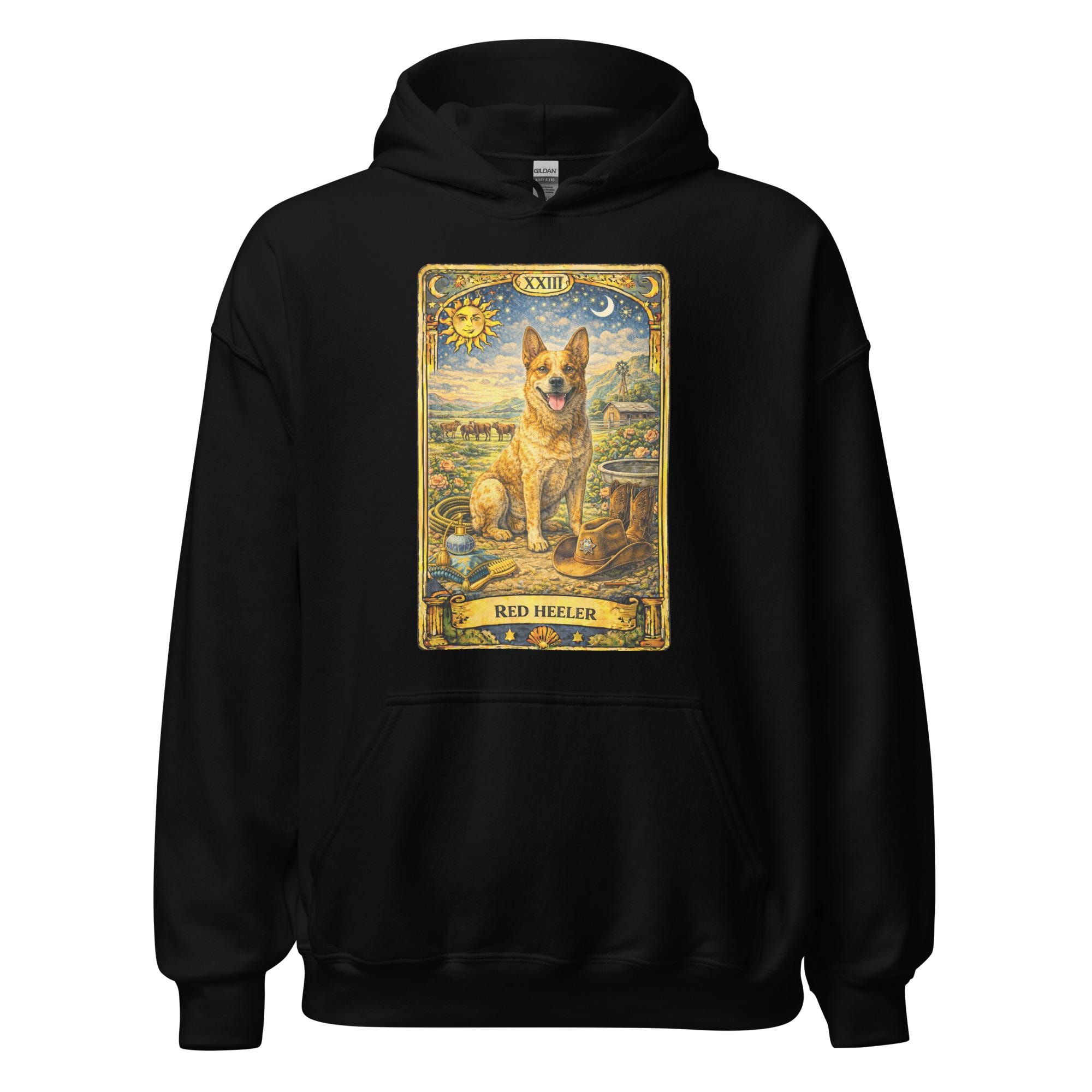 Red Heeler Tarot Card Hoodie